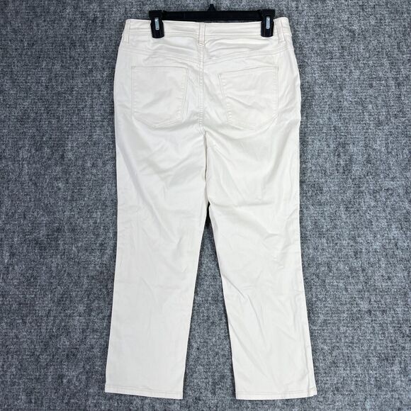 Chicos Pants Women Small White Sateen Slim Crops Stretch Tapered Leg Casual - Picture 2 of 10